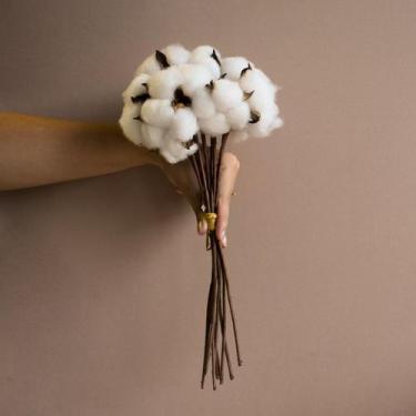 Imagem de Buquê de Flor de Algodão Envelhecida 35cm  Flor Seca Formosinha - Bril