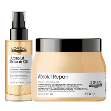 Imagem de Kit loreal absolut repair gold serum 90ml + mascara 500g