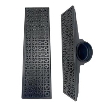 Imagem de Ralo de Alumínio 15X50 desenho Dubai com Coletor Saída Lateral Tubo 10