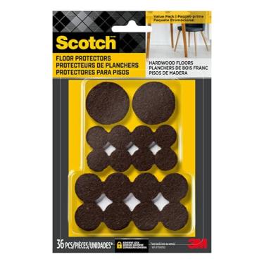 Imagem de Scotch Caster Cups SP902-NA, quadrado duro marrom, protetores de piso para móveis, 5 cm, pacote com 4, 6 pacotes, total de 24