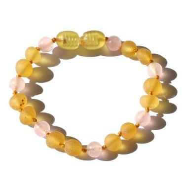 Imagem de Pulseira e Tornozeleira Infantil de 15cm Âmbar Báltico Limão Não Polid