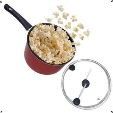 Imagem de Pipoqueira de Fazer Pipoca Antiaderente Vermelho Com Tampa de Vidro Pr