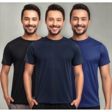 Imagem de Kit 3 Camisas Básicas Masculina Dry Fit Lisa Tradicional - MC Digital,