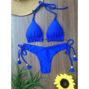 Imagem de Biquini Cortininha com Calcinha Fio Duplo - Nayklê Moda Praia , Azul r