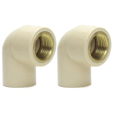 Imagem de Kit 2 Joelho Transição Fêmea 3/4 X 1/2 Cpvc Água Quente  - ViaSol Ener