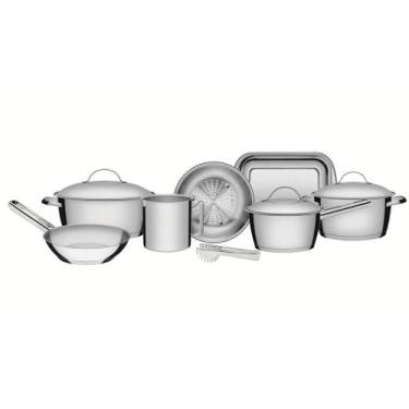 Imagem de Jogo De Panelas 7 Peças Allegra Inox Com Pegador Tramontina, Prata