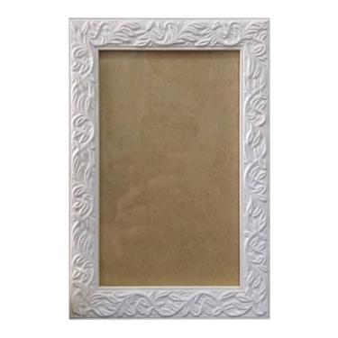 Imagem de Moldura com Gravação de Folhagens para Quadros e Fotos com Fundo MDF e Acetato - 2x1 Cor:BRANCO;Tamanho:42X59,4 CM
