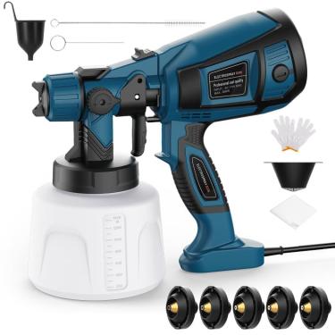 Imagem de Pistola de pulverização de tinta elétrica oysy 1000W hvlp com 5 bicos 1400mL