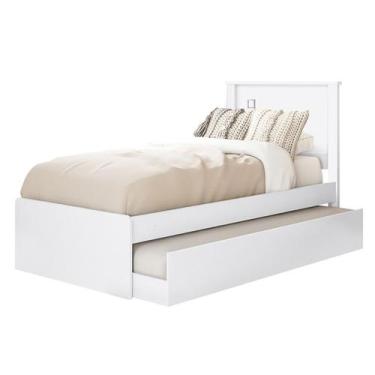 Imagem de Cama Solteiro Com Auxiliar Barcelona Branco Branco Preto Tebar - Tebar