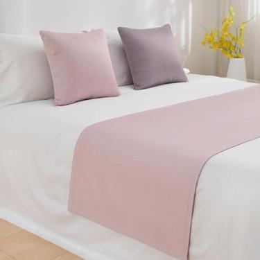 Imagem de Cachecol de corredor de cama de hotel, cor sólida, colchas, proteção, moderno, simples, ponta de cama, faixa decorativa, luxuosa, macia, toalha de cama rosa ||casal/casal 19,7 x 82,6