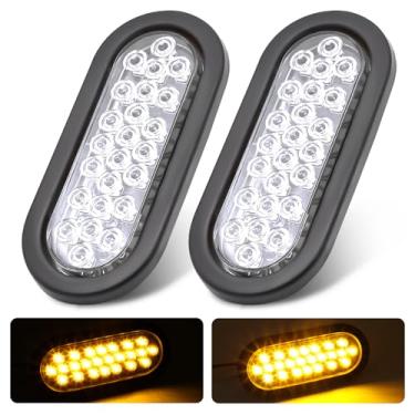 Imagem de MADCATZ (Pacote com 2) 15 cm Oval Lente Clara Âmbar LED Marcador de Direção Luzes Traseiras 24 Diodos F3 Piranha para Trailer Caminhão Caminhão Ônibus Barco Montagem Embutida 12V DC OA12