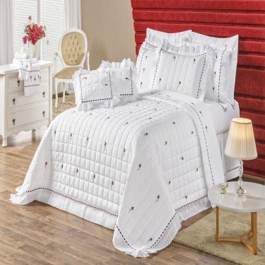 Imagem de Kit Enxoval Queen Bordado 200 Fios Felicitá Branco Vilela Enxovais 9 Peças