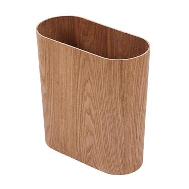 Imagem de WeiLaiKeQi Lixeira resistente, enfeite de lixeira com tampa aberta, economiza espaço, de 6 litros para casa, banheiro, cozinha, escritório e lavanderia, Marrom Claro