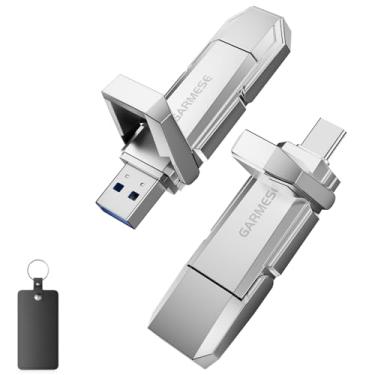 Imagem de GARMESE Pen drive USB C de 64 GB até 450 MB/s USB 3.2 unidade de polegar de estado sólido USB A + pen drive tipo C 2 em 1 armazenamento de dados USB Stick compatível com iPhone 16, telefone Android,