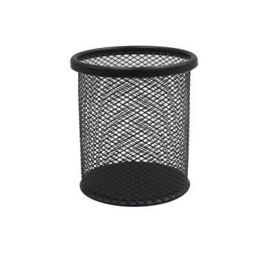 Imagem de Porta-Lápis Aramado para Mesa de Escritório, Metal Preto, 13cm x 10cm