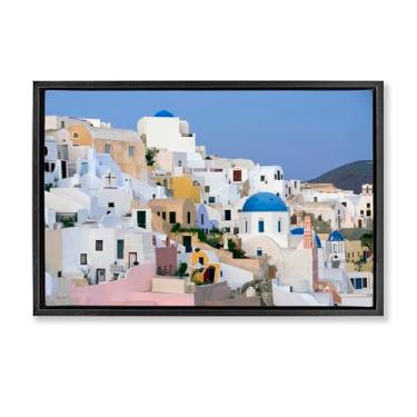 Imagem de Stupell Industries Tela flutuante emoldurada à beira-mar arquitetura da cidade vista preta design de arte de parede por Danita Delimont, 25 x 17