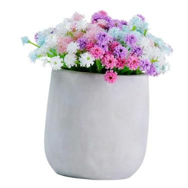 Imagem de IEUDNS Flores artificiais de gipsófila, planta artificial em vaso, enfeite de mesa, planta artificial em vaso para banheiro interno, decoração de prateleira, Colorida