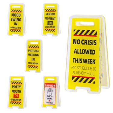 Imagem de lasuroa 6 Peças de Placas de Secretária Engraçadas, Mini Placas Aviso Engraçadas em Acrílico Decoração Escritório Presentes Engraçados para Colegas Trabalho Material Escritório e Decoração