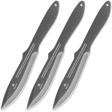 Imagem de REAT Produtos De Arremesso - 3 Peças, 12" Aço Inoxidável 440 Com Revestimento Cinza, Inclui Bainha Para Armazenamento Seguro, Facas Kunai Competição, Treinamento E Recreação
