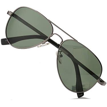 Imagem de Óculos de sol aviador polarizado para homens e mulheres, armação de metal leve com proteção UV400, Gunmetal Frame / G15, MM