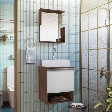 Imagem de Conjunto Gabinete Armario para Banheiro Suecia completo com Cuba e Tor