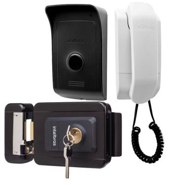 Imagem de Kit 1 Porteiro Interfone Ipr1010 E 1 Fechadura Fx1500 Preta Intelbras Ipr 1010 Fx 1500