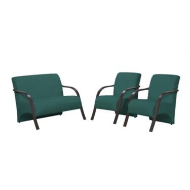 Imagem de Conjunto Poltronas Venus Braços em Madeira 1 Namoradeira 2 de um Lugar Suede Verde