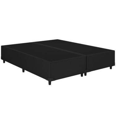 Imagem de Base Box Casal Bipartida Suede Preto 138x188 Blindado