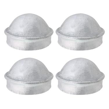 Imagem de Tsnamay Tampas de poste redondas de cerca se encaixam em coluna OD de 11,4 cm, capa de cabeça de guarda-corpo resistente de ferro prata para cercas de pátio, suportes de deck, postes de caixa de