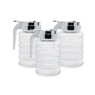 Imagem de 3 Peças Açucareiro De Vidro Porta Condimento Com Tampa 280ml Pote Para