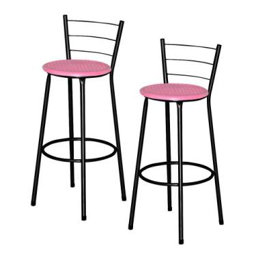 Imagem de Kit 2 Banquetas Alta Para Cozinha Balcão Epoxi Preta Cristal - Laumar,