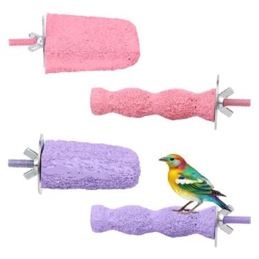 Imagem de 4un Anti-Derrapante Pedras Lixar Bico Pássaros, Lavável Resina Cortador de Bico Pássaros Bonito Acessórios Gaiola para Papagaios Periquitos Periquitos Calopsitas (Rosa, Roxo)