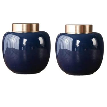 Imagem de 2 Pçs Potes de Cerâmica para Biscoitos de Açúcar Recipiente de Armazenamento de Chá a Granel Frasco Selado com Tampa de Lata de Camada Dupla Conjuntos de Vasilhas de Chá