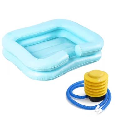 Imagem de Lavatório de cabelo portátil acamado e deficiente lavatório de cabelo com travesseiro lavar cabelo na cama para pessoas com deficiência