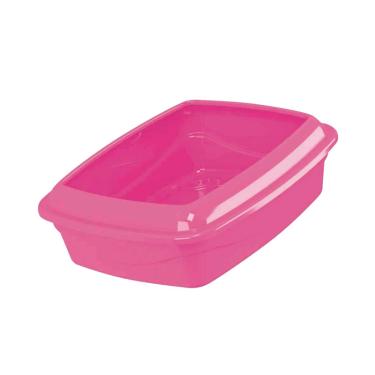 Imagem de Bandeja Higiênica Alta Com Borda Master Cat Para Gatos Rosa Grande Pet Injet