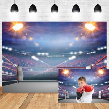 Imagem de 2,1 x 1,5 m Arena de luta livre anel de boxe holofote borrão assentos de espectador Bokeh fotografia fundo estádio esportes meninos decoração festa de aniversário crianças adultos retrato foto