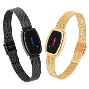 Imagem de PULOMI Pulseiras de toque de longa distância, pulseiras para casais com vibração e iluminação, pulseira inteligente para casais para amantes, relacionamento de longa distância, namorada, namorado