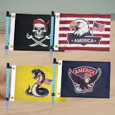 Imagem de Pacote com 4 bandeiras de águia, bandeiras Jolly Roger para luzes de chicote ou postes de bandeira de antena, acessórios de luzes de chicote de dupla face de 30,5 x 45,7 cm, bandeiras de chicote de