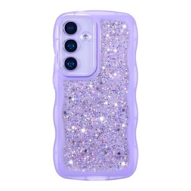 Imagem de ZTOFERA Capa para Samsung Galaxy A15 4G/5G de 6,5 polegadas, lindo design ondulado encaracolado com lantejoulas com glitter, capa protetora à prova de choque e estética luxuosa para Galaxy A15-Glitter
