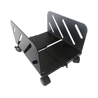 Imagem de Suporte de PC para PC Torre de PC e carrinho de CPU, suporte de CPU móvel para desktop, design universal para torre de PC de mesa (preto)