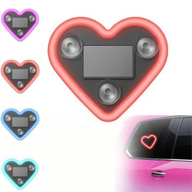 Imagem de Luz ambiente de carro LED em forma de coração movida a energia solar - 2026 novo triângulo de carro ou luz de janela traseira lâmpadas de atmosfera interior automotivo para decoração romântica e dia