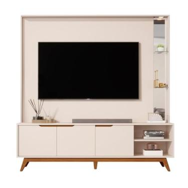 Imagem de Estante para TV até 60 Polegadas Tucumã 3 Portas com Espelho Off White - JB Bechara