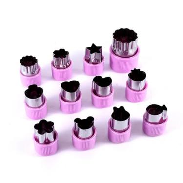 Imagem de Conjunto de cortadores de biscoito, 12 peças, multifuncional, aço inoxidável, cortador de frutas, carimbos de biscoito de frutas, para assar formas de flores em cozinha doméstica