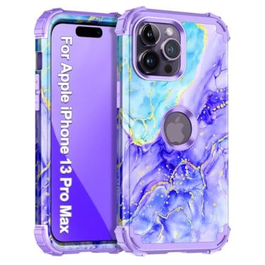 Imagem de Casetego Capa para iPhone 13 Pro Max, três camadas, resistente, à prova de choque, proteção total, policarbonato rígido + TPU macio para Apple iPhone 13 Pro Max de 6,7 polegadas, violeta cobalto