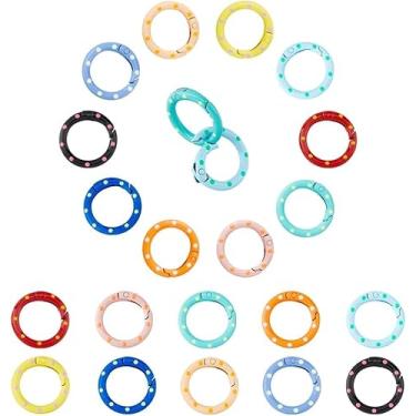 Imagem de 20 peças de anéis redondos de liga de zinco de 10 cores 24,5 x 3,5 ~ 5 mm com anéis de bolinhas O chaveiro fivela para artesanato faça você mesmo, pulseira, pingente, colar, fabricação de joias