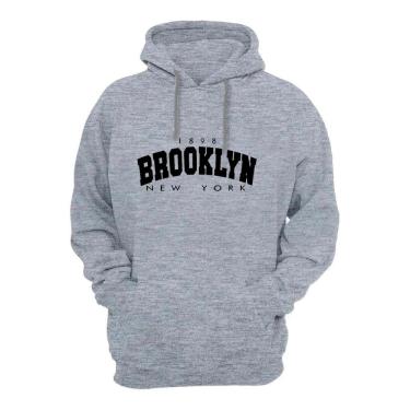 Imagem de Moletom Agasalho Canguru Flanelado Confortavel Estampa Brooklyn Com Capuz Ajustavel
