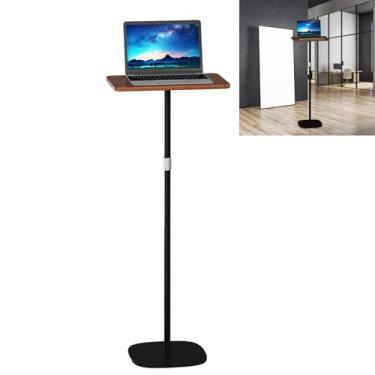 Imagem de bimiti 1 suporte portátil para laptop – altura ajustável de 45,7 cm a 119,4 cm, suporte de pódio de madeira para projetores, tablets e laptops, mesa móvel para cama, sofá, escritório e sala de