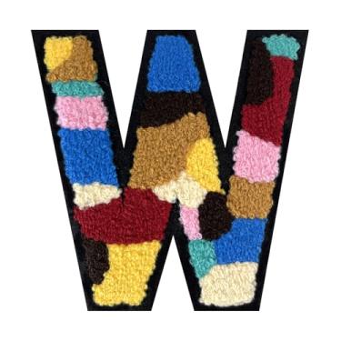 Imagem de 1 peça de patch de letra de chenille de ferro de camuflagem de 11,4 cm – adesivos do alfabeto para roupas, jaquetas, mochilas, chapéus para decoração personalizada, nome personalizado e artesanato. (W