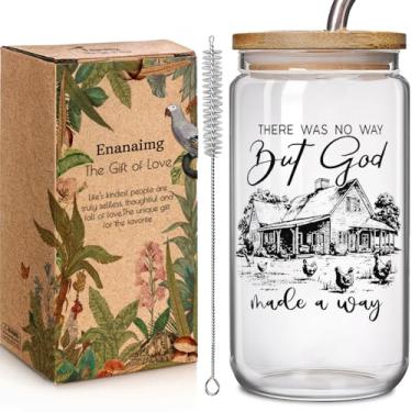 Imagem de Copos de vidro de 473 ml com tampas e canudos de arte inspiradora cristã presentes para mulheres, melhor amiga, presentes de lata de vidro religiosos inspiradores para mãe, esposa, namorada, There Was