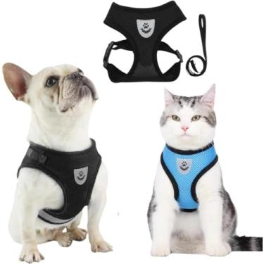 Imagem de Coleira Colete Pet Peitoral Respirável Com Guia Ajustável Para Cães E Gatos tamanho M.